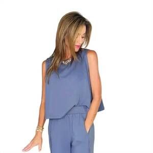 NEW POPPY & PINE women's flowy tank top in slate